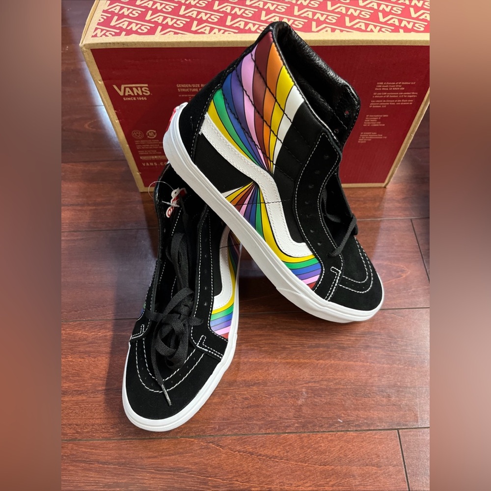 Mens 10 Vans Sk8 Hi Reissue Suede Canvas Refract Black Shoe Sneaker New HALF BOX